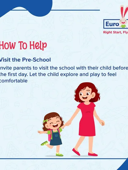 One way to help ease separation anxiety is to visit the preschool with your child before their first day. Letting them explore and play in the new environment helps them feel comfortable and secure.