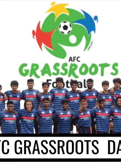 The Football School of Karnataka team celebrating AFC Grassroots Day. We are committed to developing football talent from the ground up.