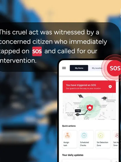 Our SOS feature is for all types of emergencies. A concerned citizen witnessed an act of animal cruelty and used our app to call for intervention, allowing our team to assist in rescuing the injured dog.