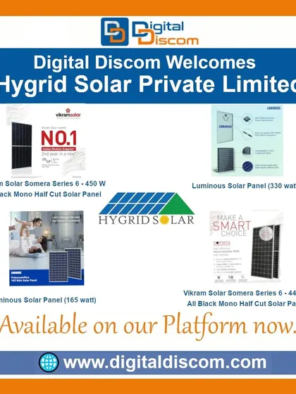 Hygrid Solar Private Limited joins our marketplace with top-tier solar panels from brands like Vikram Solar and Luminous.
