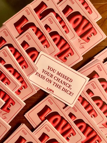 The "LOVE only" game cards from our Valentine's event. These fun, interactive games added a unique and playful element to the night.