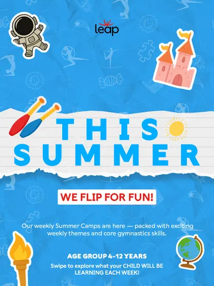 This summer, we flip for fun. Our weekly summer camps are here, packed with exciting themes and core gymnastics skills for kids aged 4-12.
