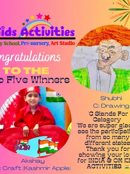 Celebrating the winners of our Independence Day Contest. Akshay's creative craft of a Kashmir apple and Shubhi's thoughtful drawing were among the top five entries. Congratulations to all our young patriots.