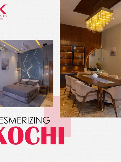 Mesmerizing Kochi. Every design in this stylish city has a unique identity. This image collage showcases a modern bedroom and an elegant dining room from one of our Kochi projects.