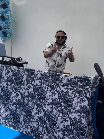 Thumbs up from the console at a beautiful outdoor wedding in Phuket. The tropical setting was perfect.