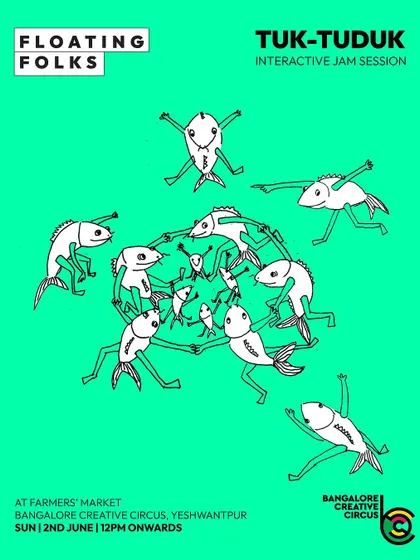Another vibrant poster for our 'Tuk-Tuduk' interactive jam session. These events are all about co-creation and the joy of making music together as a community.