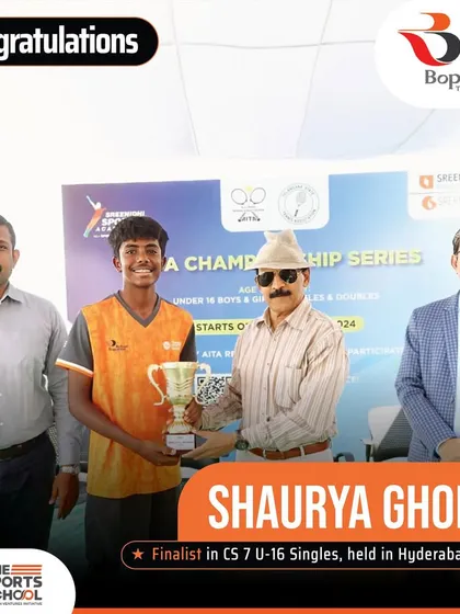 Shaurya Ghodke claims the U-16 singles finalist spot with remarkable skill in Hyderabad.