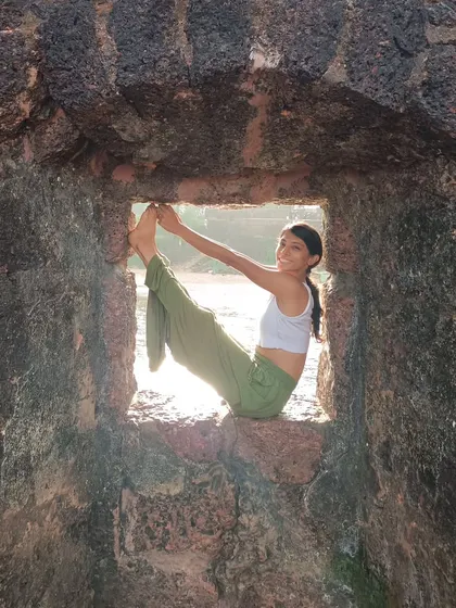 A quiet moment in Navasana (Boat Pose) framed by a stone window. This pose is a great core strengthener, and this picture reminds me to enjoy the space between where I am and where I'm going.