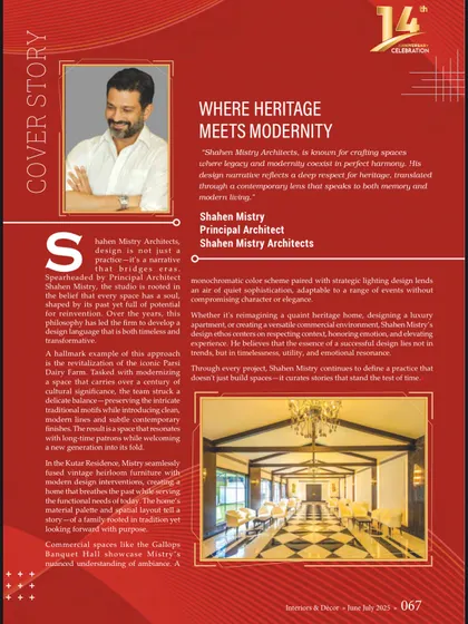 It was an honor to be featured in this cover story for Interiors & Decor magazine. The article delves into our design philosophy of "Where Heritage Meets Modernity," which is at the core of everything we do.