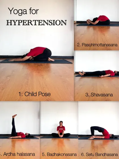 This guide shows six gentle yoga poses like Child's Pose and Shavasana that can help in managing hypertension.