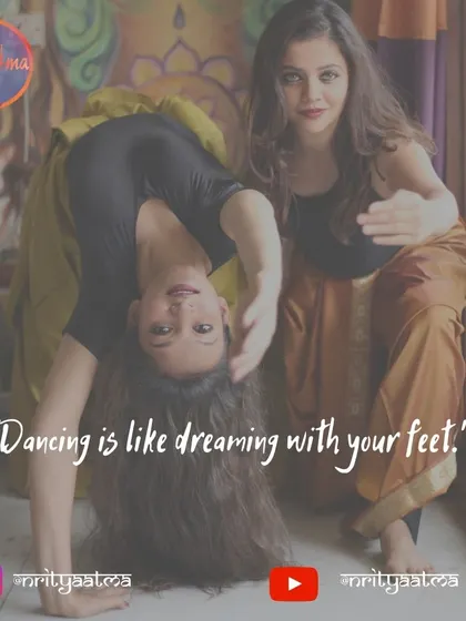 This image captures a moment of guidance and support, which is at the core of our teaching philosophy. The quote, "Dancing is like dreaming with your feet," perfectly describes the expressive freedom we encourage.