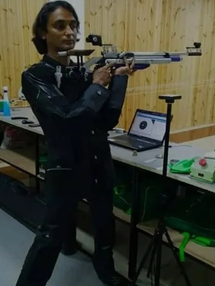 Our shooter Thilak, a national gold medalist, demonstrating his technique at our range.