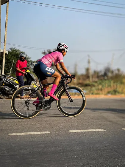 A side view of me riding during the BBCh race. The form and posture of a competitive cyclist.