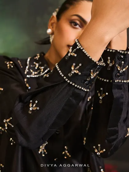 The embellished cuffs of the Astra Co-ord Set. Even the smallest details are meticulously crafted to ensure a look of complete luxury and refinement.