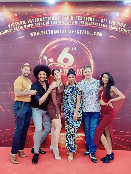 Posing with fellow artists and friends at the Vietnam festival. These events are all about cultural exchange and making new connections.