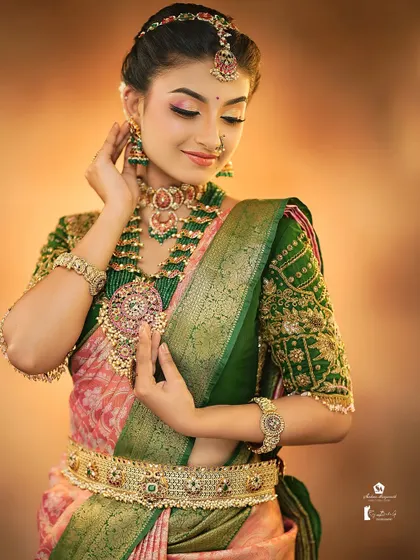 The focus here is on the intricate details of the jewelry and how the makeup complements it without being overpowering.