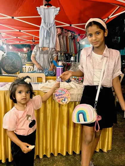 Sisters with their handmade creations. It's so wonderful to see siblings creating together.