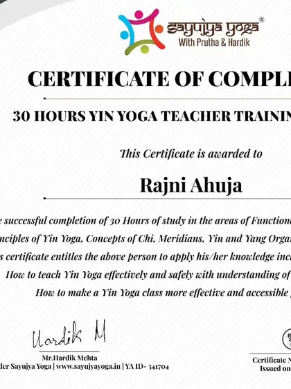 A certificate of completion for our 3rd batch of Yin Yoga TTC. We wish our graduates the best as they embrace and spread the balancing Yin energy in their practice and teaching.