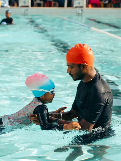 Personal attention is crucial. I work closely with each child, providing the support they need to feel secure while learning to float and swim.