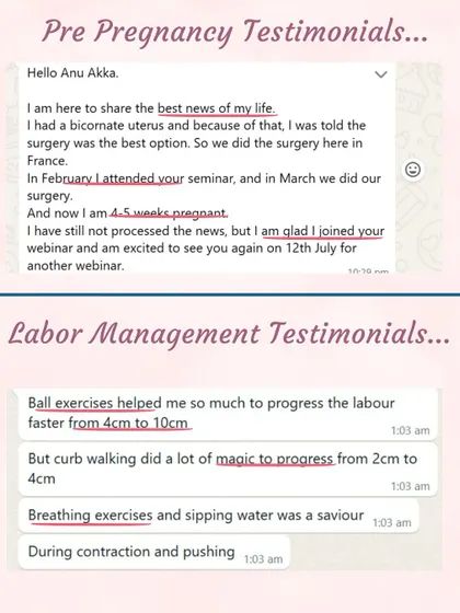 A student who joined my webinar after a bicornuate uterus surgery is now pregnant. Another used my labor management tips to progress from 2cm to 10cm.