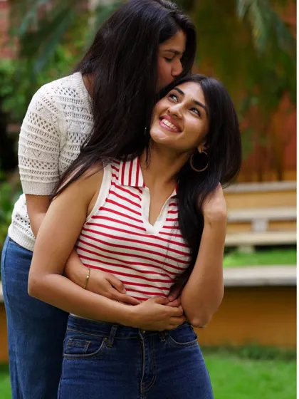A sweet moment between sisters. A duet performance between siblings can be one of the most touching highlights of a sangeet.
