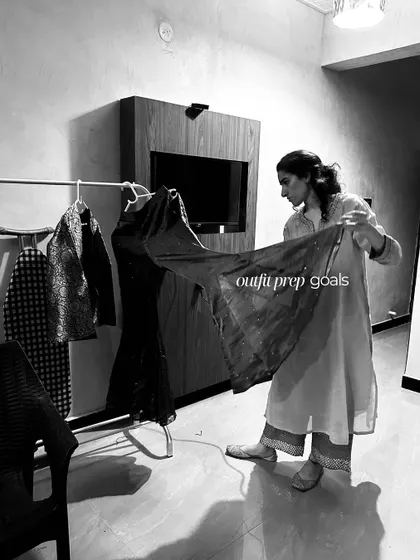 Outfit prep goals. A stylist at work, getting the sangeet outfit perfectly steamed and ready for the bride.