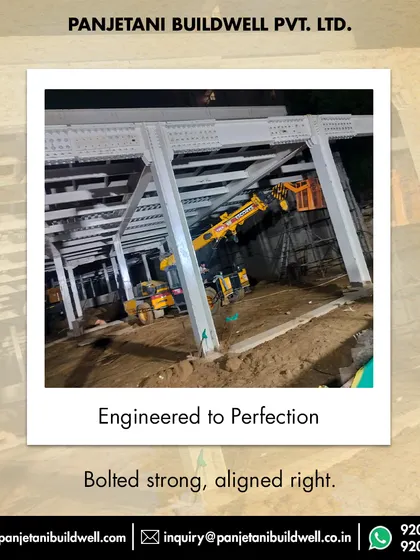 Engineered to perfection, bolted strong, and aligned right. This night shot of the Camex Experience Centre shows the illuminated steel framework and heavy machinery, highlighting our round-the-clock dedication.