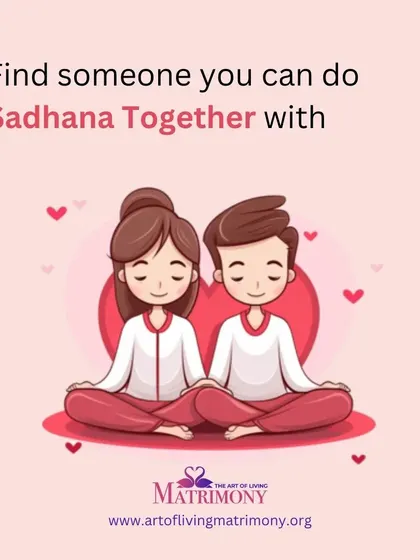 An illustration of a couple meditating together, with the simple, powerful message to "Find someone you can do Sadhana Together with."