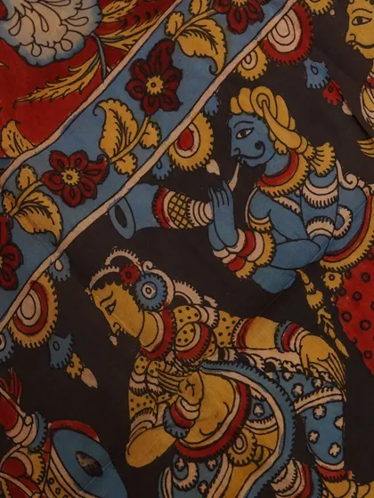 This is a glimpse into my Kalamkari Edition, featuring a wide array of hand-painted dupattas and fabrics from the Indralokam series. Each piece is a unique story, available for you to customize into your dream outfit.