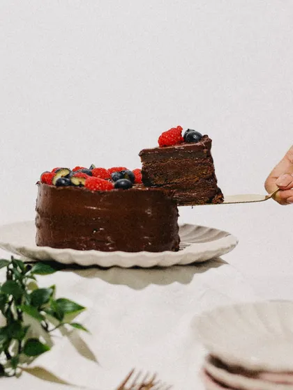 Our Chocolate Berry Cake is perfect for when you want a bit of everything. Topped with a medley of fresh raspberries, blueberries, and strawberries, it's both beautiful and delicious.