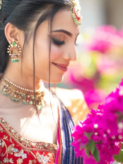 A close-up of this bride's engagement makeup. The soft smokey eye and glowing skin create a look that is both elegant and romantic.