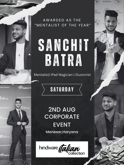 This black and white poster announces a corporate event for Hindware, celebrating my "Mentalist of the Year" award.