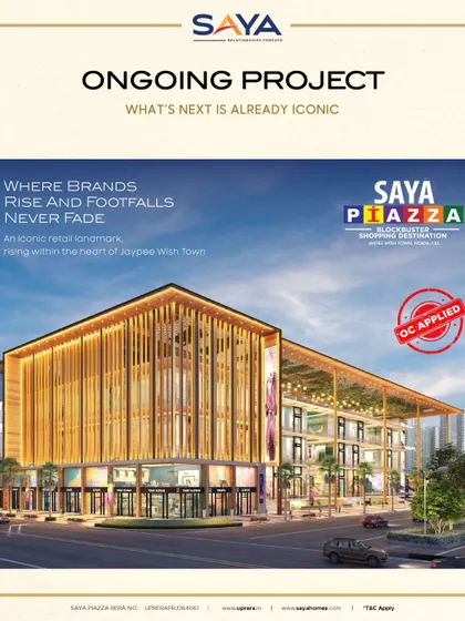 An architectural view of Saya Piazza, our iconic retail landmark rising in the heart of Jaypee Wishtown. This project is designed to be a blockbuster shopping destination where brands thrive and footfalls are constant, serving a large, affluent community.