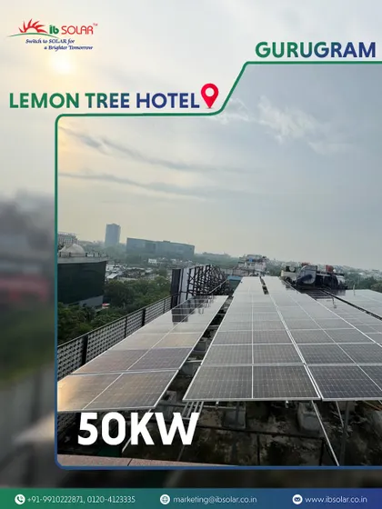 We delivered a complete 50 kW rooftop solar EPC solution for the prestigious Lemon Tree Hotel in Gurugram. This project is a prime example of how we help businesses in the hospitality sector reduce their carbon footprint and achieve significant energy savings.
