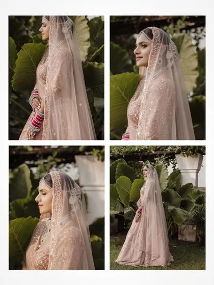 A collage of beautiful bridal portraits at Prainha Resort, Goa.