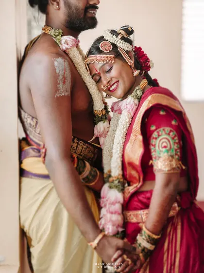 A deeply emotional and tender moment between Darshan and Shrivalli on their wedding day. This is the kind of raw, authentic connection I strive to capture.
