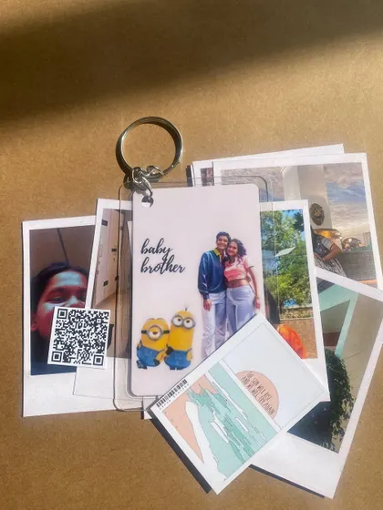 I also offer combos, like this personalized keychain paired with a set of matching polaroid prints. It's a lovely gift set for celebrating a special relationship or memory.