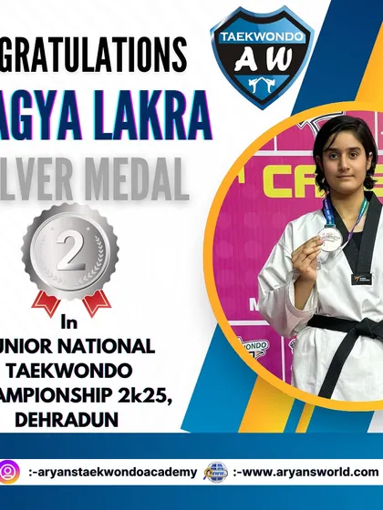 PROUD of our student Pragya Lakra for securing the Silver Medal at the Junior National Taekwondo Championship. Every medal at this level is a testament to incredible hard work and dedication.