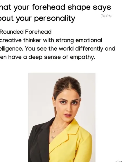 The rounded forehead seen on Genelia D'Souza indicates a creative thinker with strong emotional intelligence. This shape is often found on empathetic people who see the world differently.