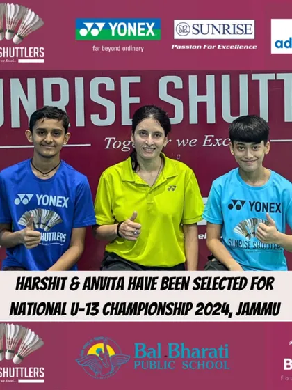 Announcing the selection of our U-13 players, Harshit and Anvita, for the National Championship. Our program focuses on identifying and preparing young talent for the national stage.