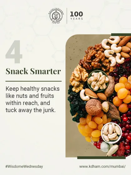 To snack smarter, keep healthy options like nuts and fruits within easy reach. Making healthy choices convenient is key to building good habits.