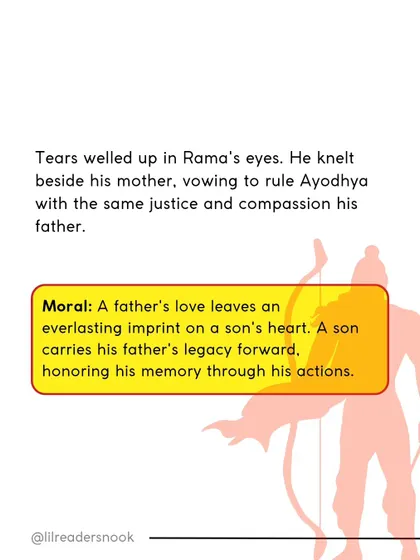 The final moral: A father's love leaves an everlasting imprint. A son carries his father's legacy forward by honoring his memory through his actions.