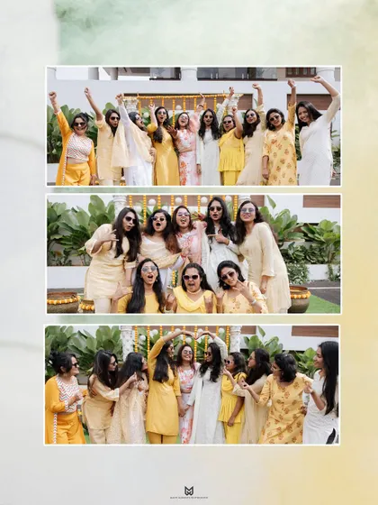 The bride tribe having a blast at the Haldi ceremony. I make sure to capture the energy and fun of the bride with her bridesmaids.