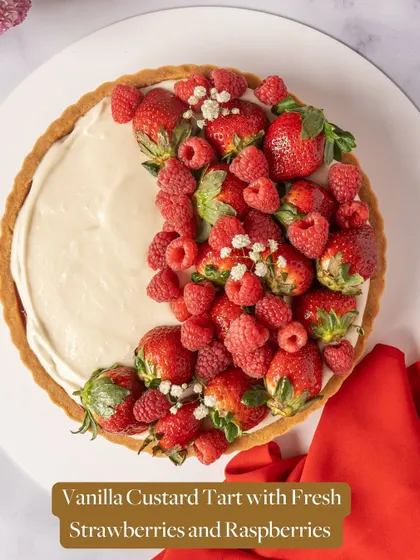 For those who prefer something lighter, my Vanilla Custard Tart with fresh strawberries and raspberries is a dream. The creamy custard pairs perfectly with the tartness of the berries.