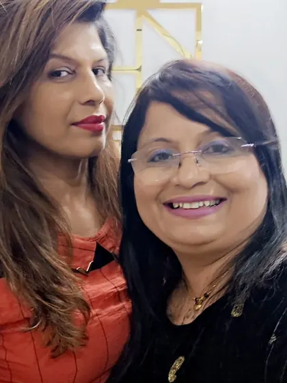 A picture with my student Priyanka, a talented hair master who has now added nail artistry to her skills. It's a pleasure to guide professionals from other beauty fields into the world of nails.
