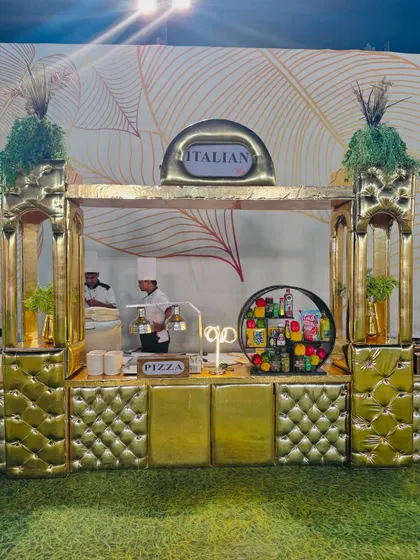 The Italian counter, with its ornate design and dedicated pizza station, is a testament to our commitment to creating a complete thematic experience.