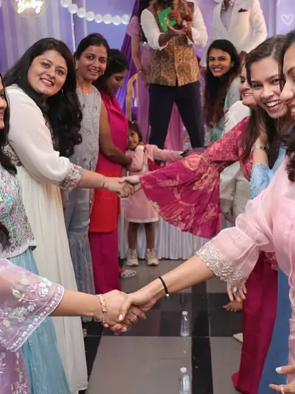 Guests participating in a team game, fostering connection and fun.