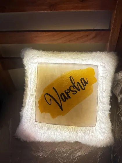 This personalized LED cushion for 'Varsha' is ready to be shipped. They make for such a unique and thoughtful gift.