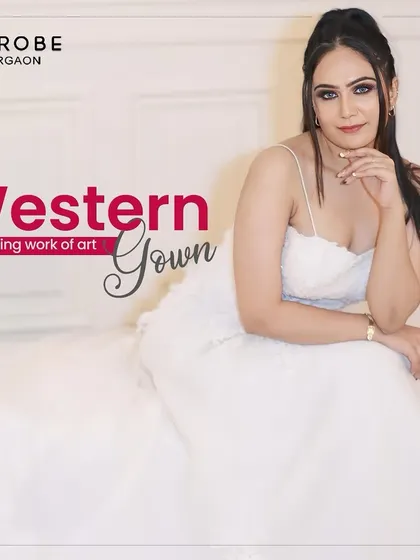 A walking work of art. This white western-style gown is perfect for a Christian wedding or a glamorous pre-wedding shoot.