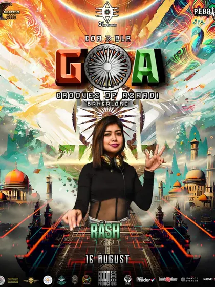 My feature on the poster for 'Grooves of Azaadi', an open-air gathering where I played alongside international acts like Drip Drop from Greece.